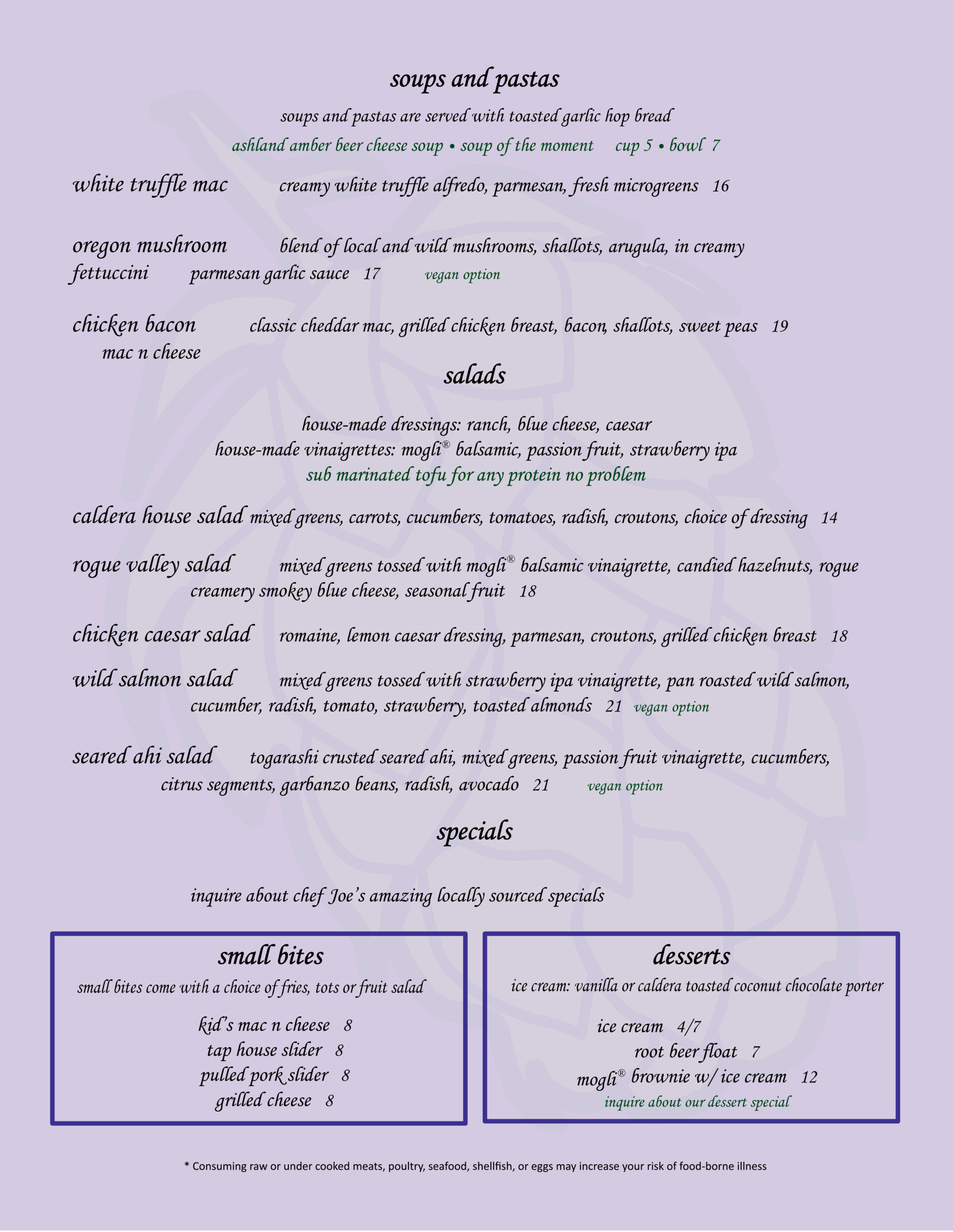 MENU - Caldera Brewing Company