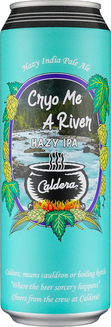 Cryo Me A River Hazy IPA craft beer can from Caldera Brewing in Ashland Oregon