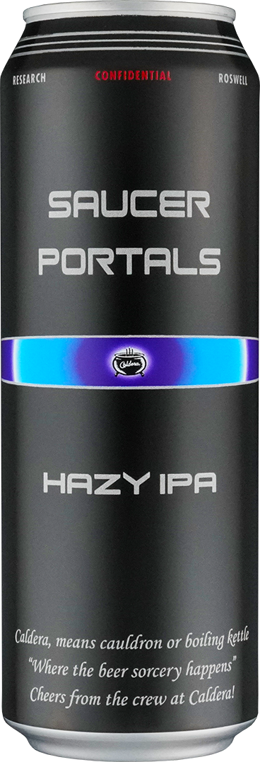 Saucer Portals Hazy IPA craft beer can from Caldera Brewing in Ashland Oregon