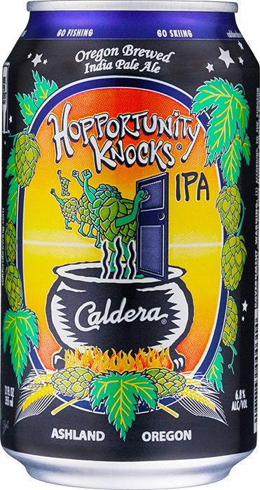 Hopportunity Knocks IPA craft beer can from Caldera Brewing in Ashland Oregon