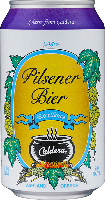 Pilsener Bier craft beer can from Caldera Brewing in Ashland Oregon