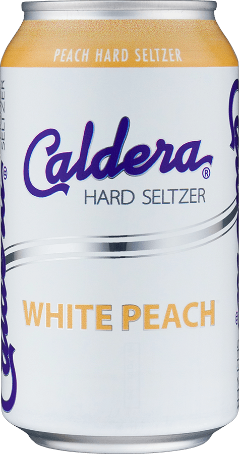 White Peach hard seltzer can from Caldera Brewing