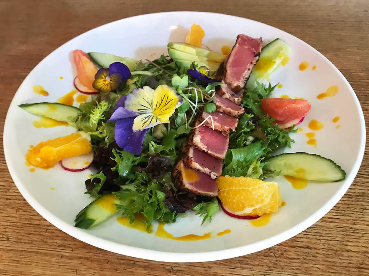Seared ahi salad at Caldera Brewery & Restaurant in Ashland Oregon